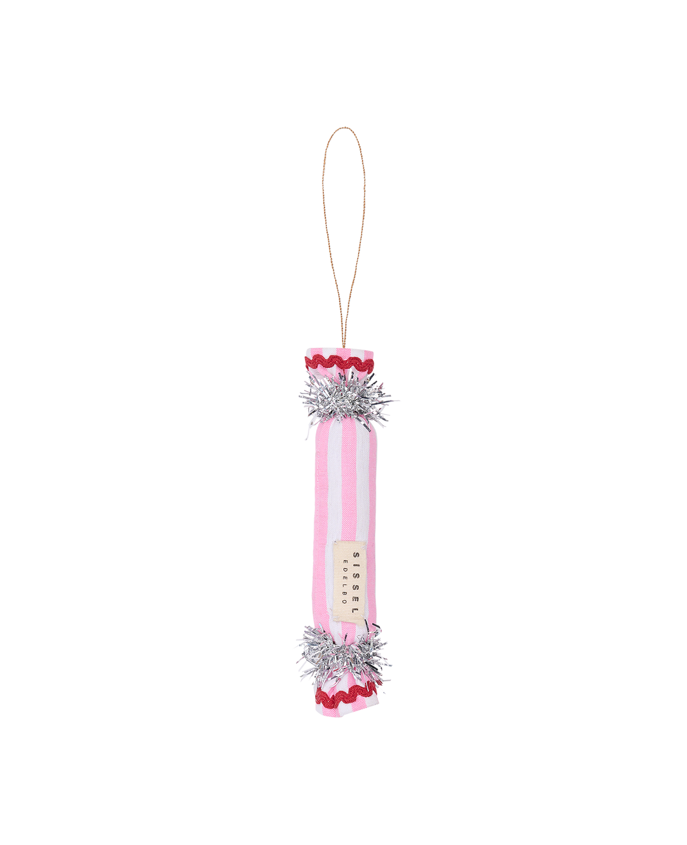 Julepynt knallert, pink/hvide striber
