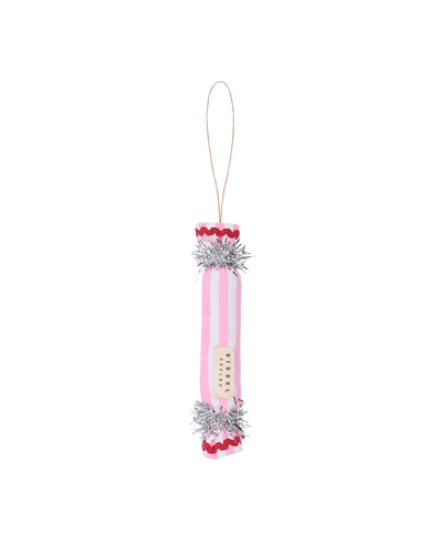 Julepynt knallert, pink/hvide striber