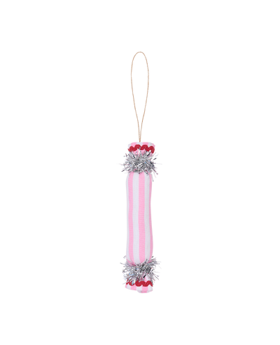 Julepynt knallert, pink/hvide striber
