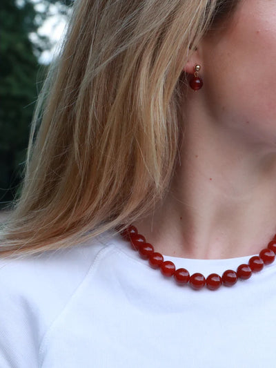 Chunky Krystal Halskæde, Faro Rød Jade