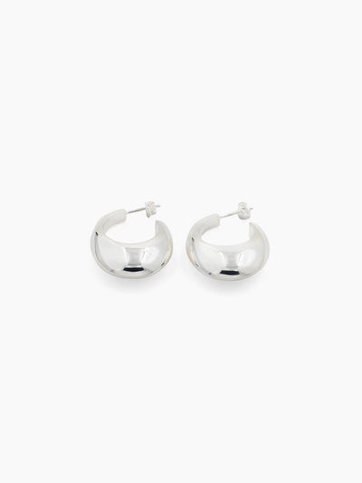 Øreringe, ovale hoops, sølv