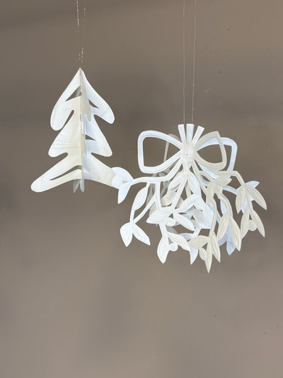 Papirpynt, mistelten i hvid