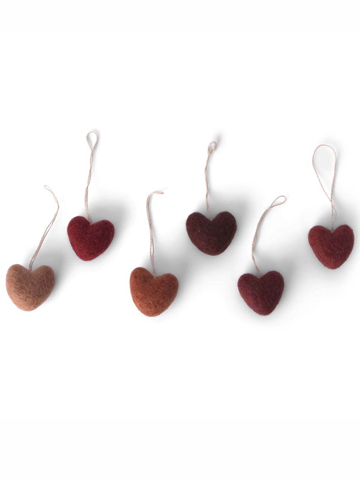 Julepynt, ophæng m. hjerte 6 stk