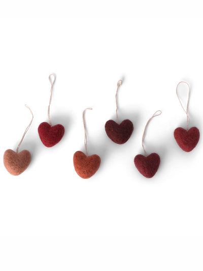 Julepynt, ophæng m. hjerte 6 stk